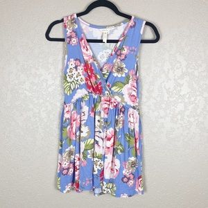 Matilda Jane blue floral print surplice loose fit sleeveless top